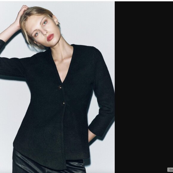 ZARA WOMEN BLACK KNIT WRAP CARDIGAN SIZE M NWT 119$+TAX - Picture 1 of 8